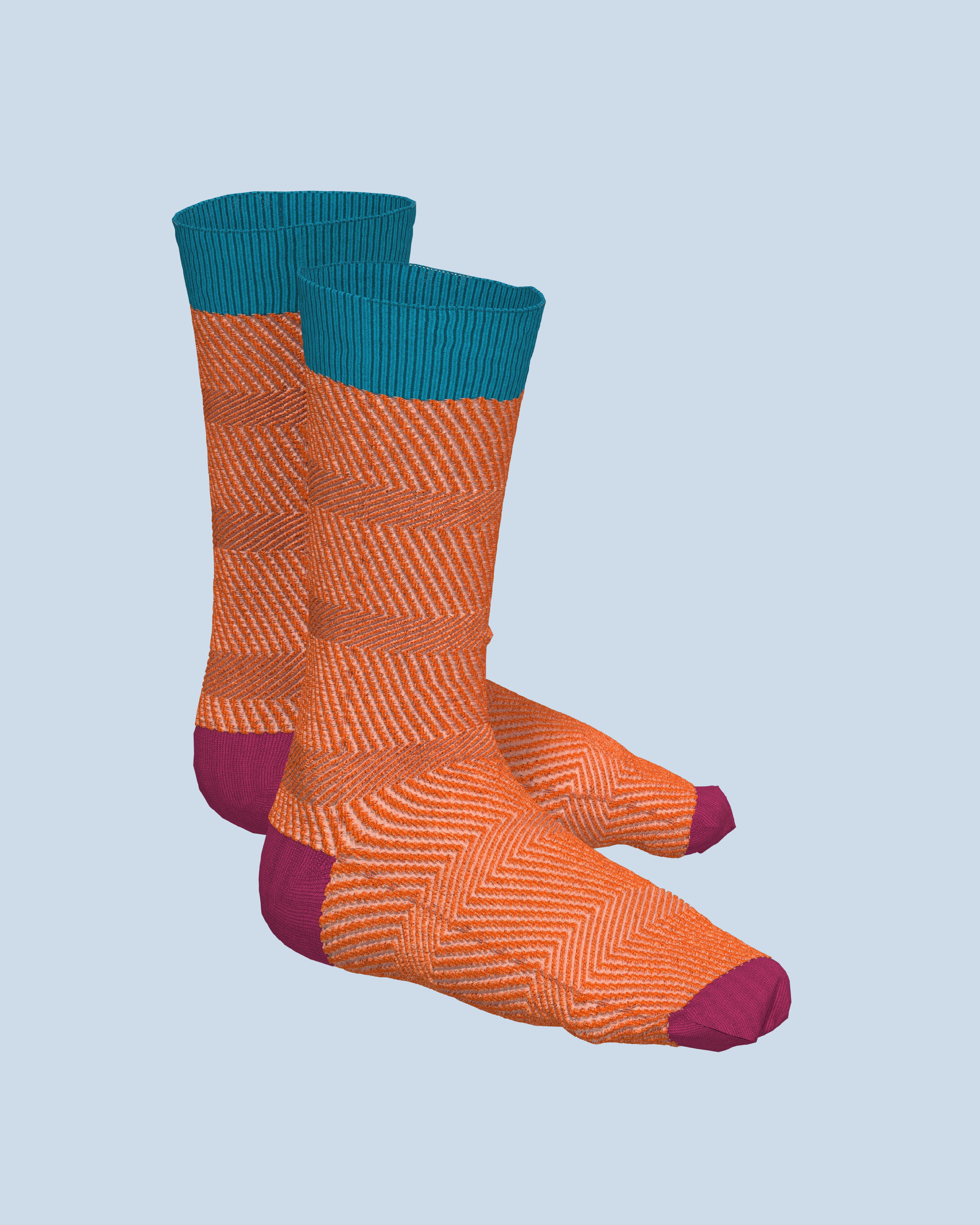 Structure Socks | Turquoise-Orange-Pink