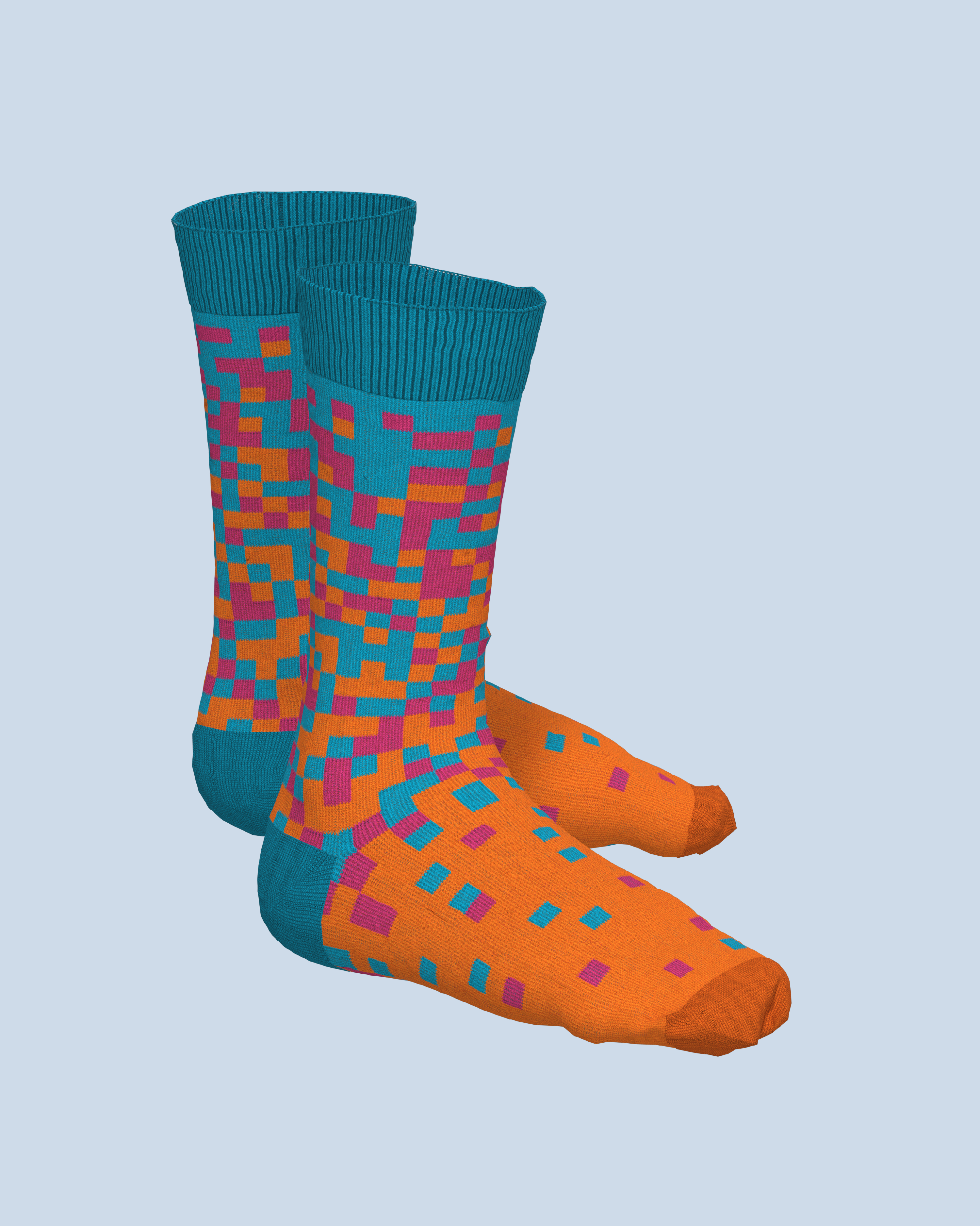 Pixel Socks | Turquise-Pink-Orange