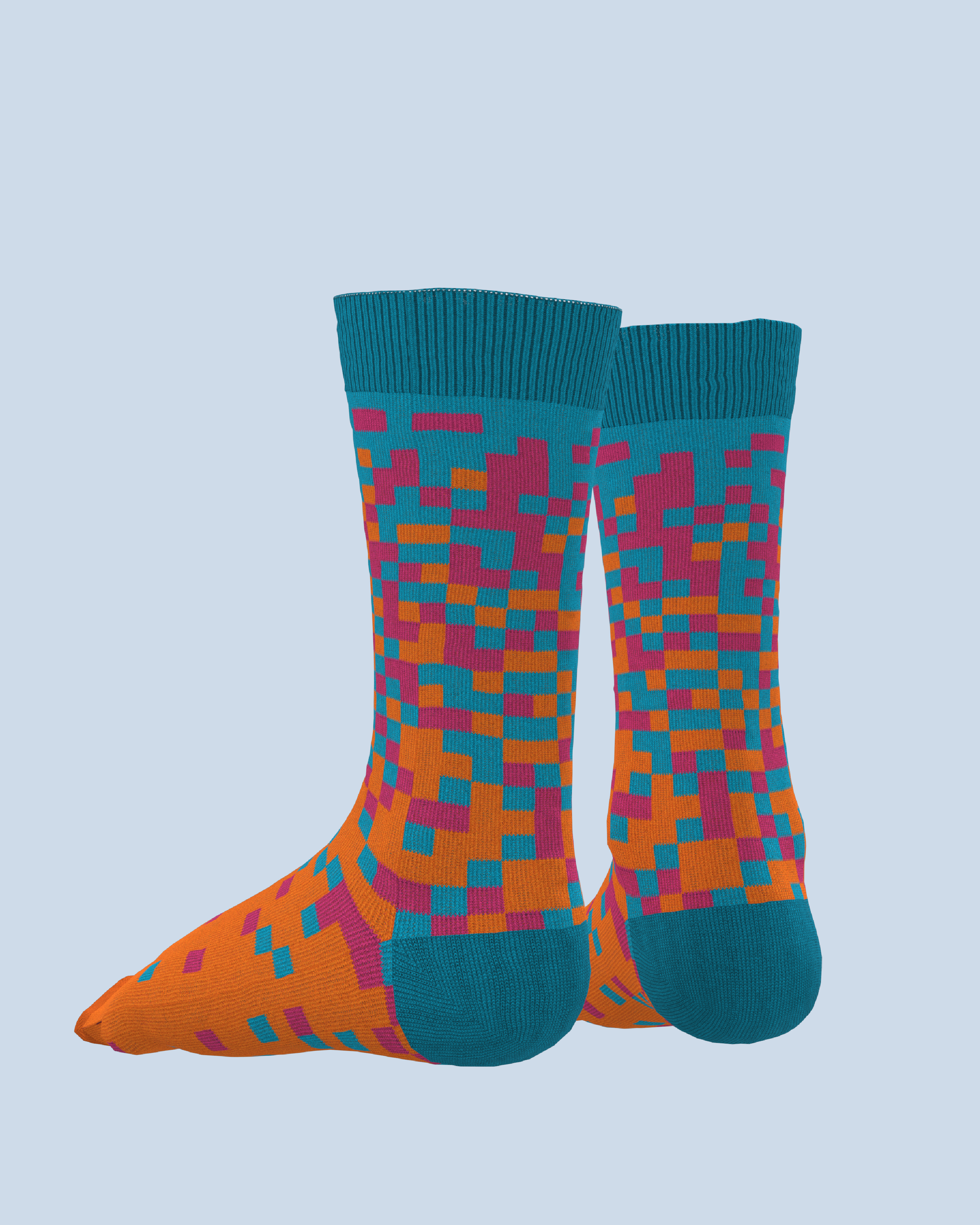 Pixel Socks | Turquise-Pink-Orange