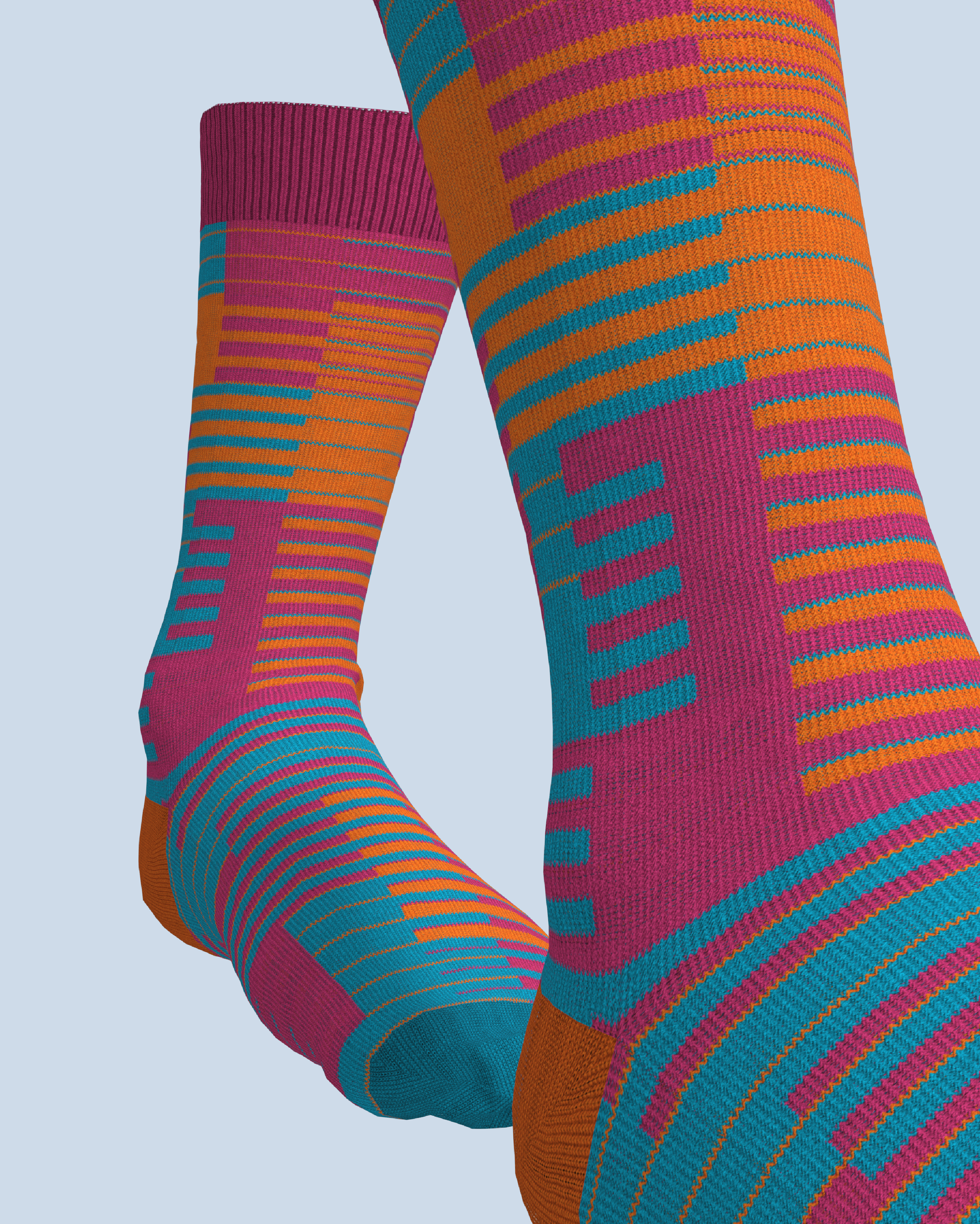 Parallel Socks | Pink-Orange-Turquoise