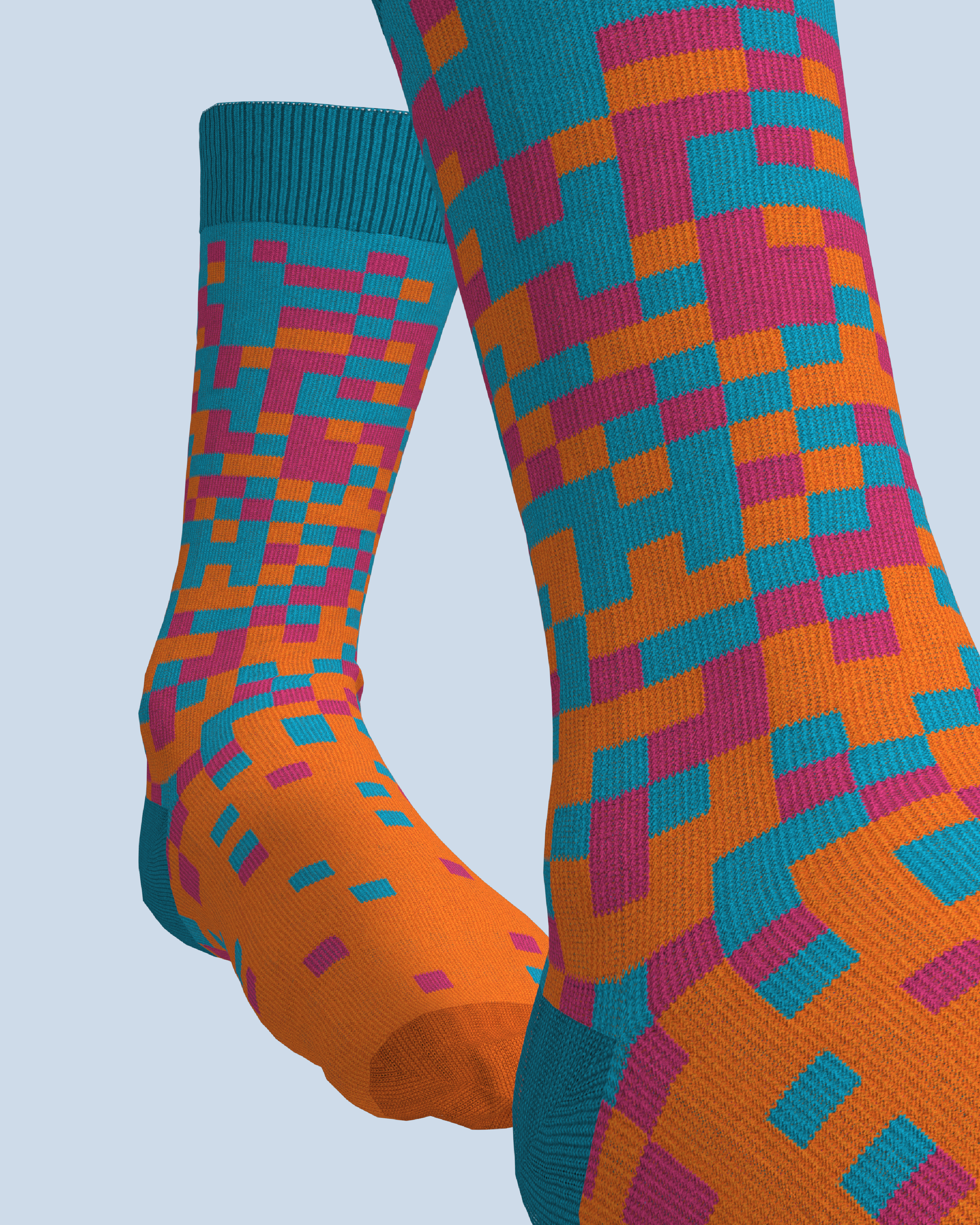 Pixel Socks | Turquise-Pink-Orange