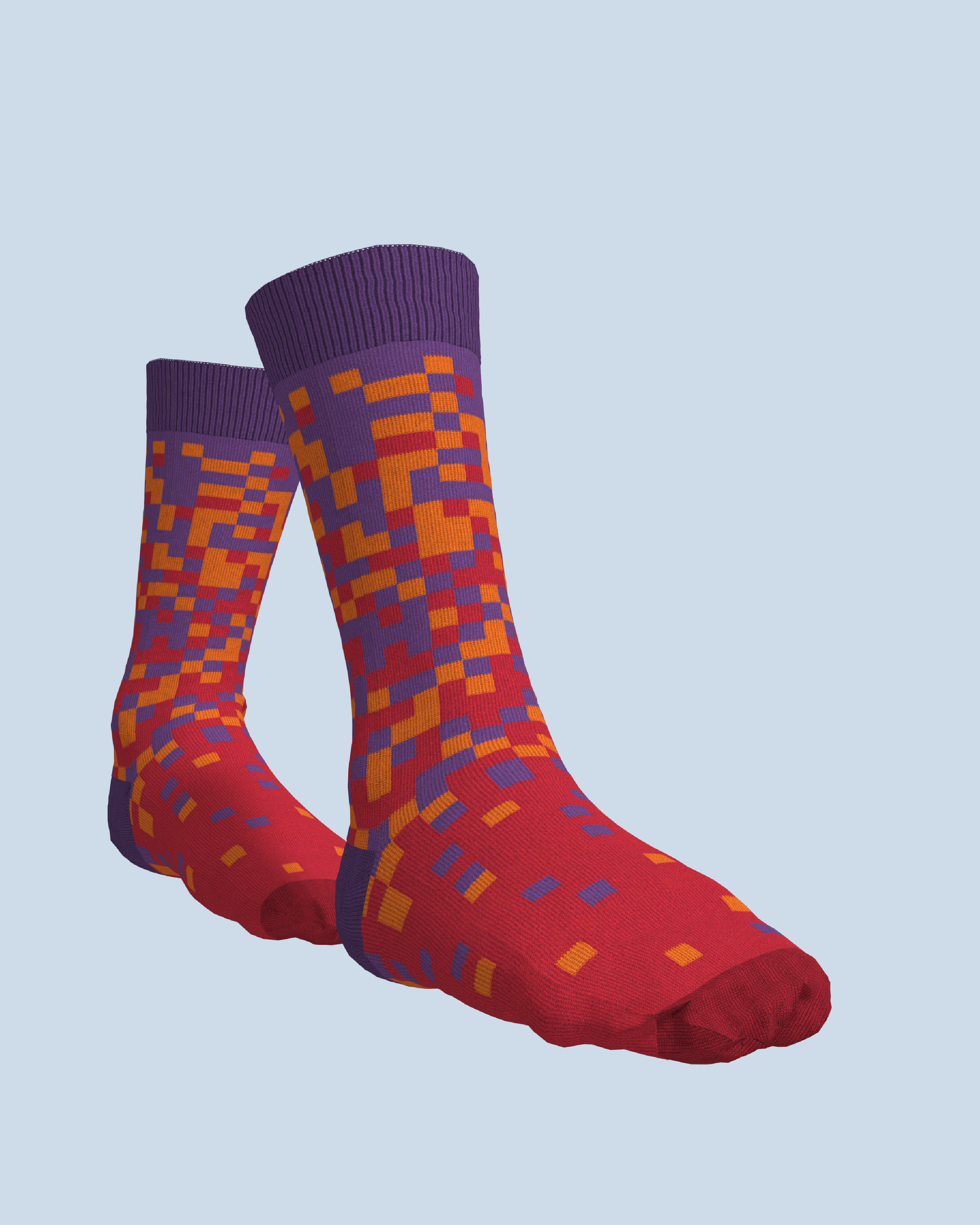 Pixel Socks | Purple-Orange-Red